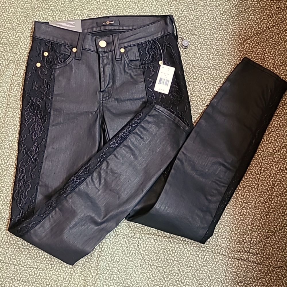 7 For All Mankind Black and Lace Jeans